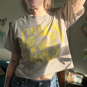 2000s vintage Nirvana cropped tee size small grunge band tee emo metal